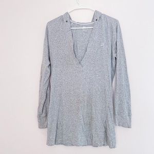 Nike Grey ribbed 3/4 sleeve running workout hoodie/coat/sweater